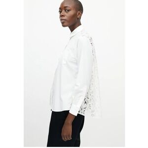 Sacai Luck White Lace Insert Back Button Down Shirt Made in Japan Long‎ Sleeve
